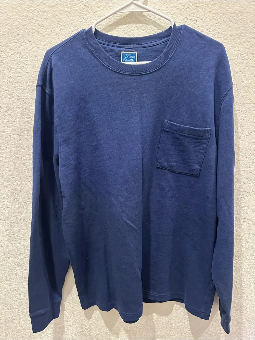 J.Crew Mens Navy Blue Slub Cotton Long Sleeve Pocket T-Shirt Size Large